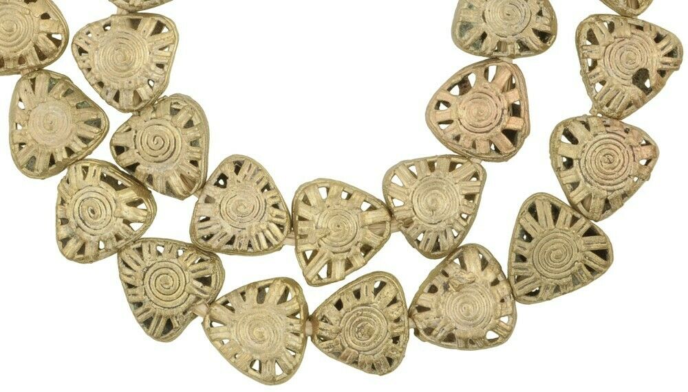 Perline in ottone fatte a mano Ghana Ashanti fusione in bronzo tabulare a cera persa commercio africano - Tribalgh
