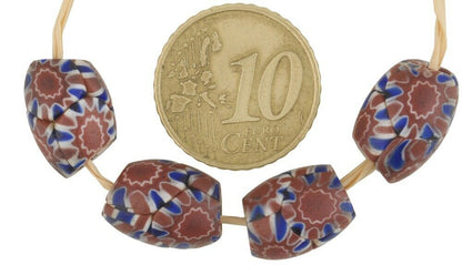 Old African Trade Beads Oval Millefiori Venetian Glass Beads Rare Murano Mosaic - alternate view
