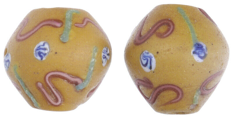 Alte afrikanische Handelsperlen, antike königliche venezianische Glasperlen, gelb, ausgefallene Lampwork – Tribalgh