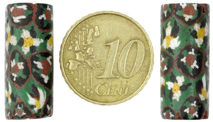 Antike afrikanische Handelsperlen Millefiori venezianisches Glas großes Murano-Mosaikpaar - Tribalgh
