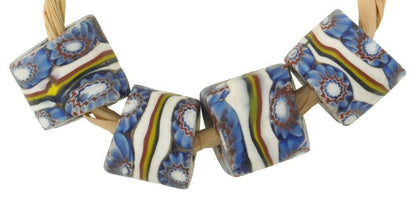 African Trade Beads Banded Old Millefiori Venetian Mosaic Glass Beads Rare Ghana - alternate view