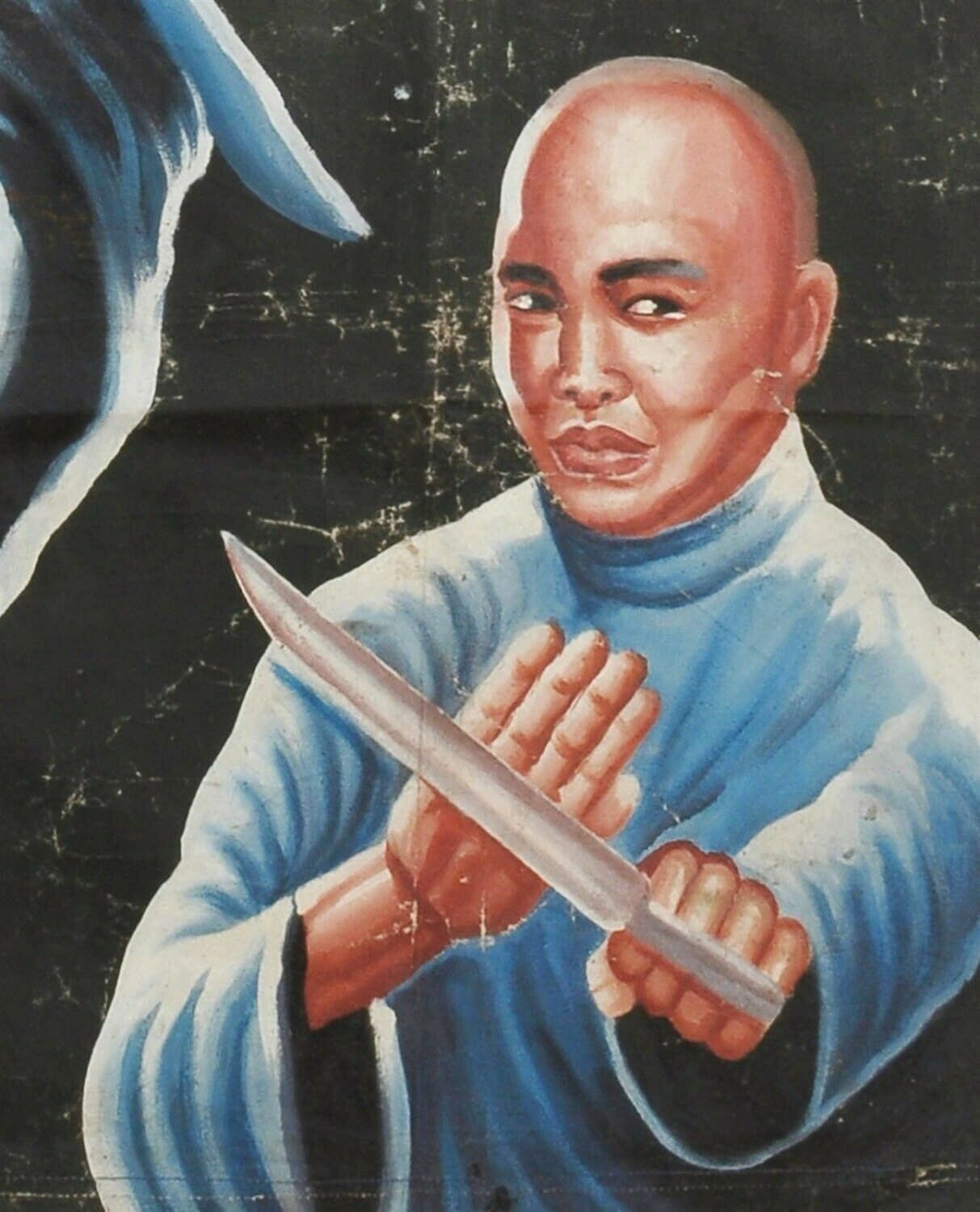 Hand painted Cinema Movie poster Ghana African flour sack 12 PILIERS DE SHAOLIN - Tribalgh