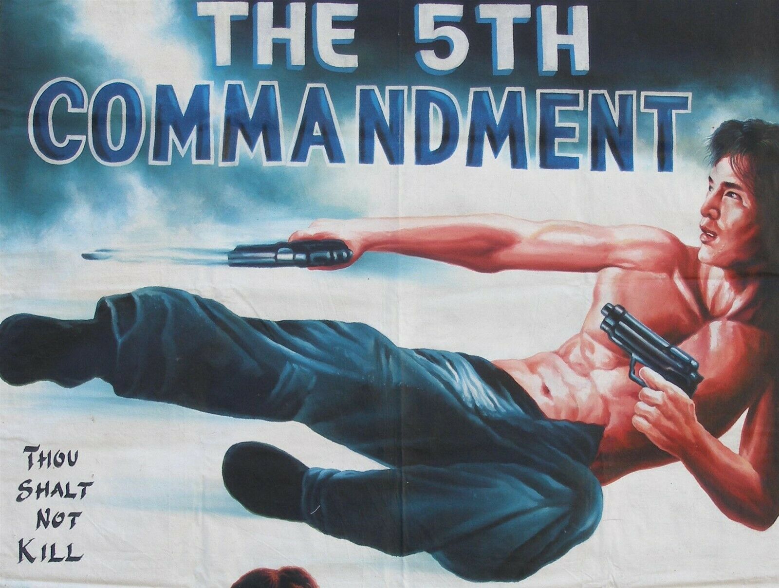 Ghana Cinema Movie poster African art hand painted on floor sack 5th COMMANDMENT - Tribalgh