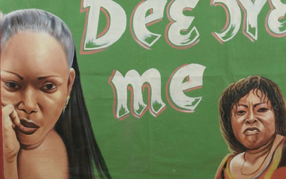 Movie Cinema poster Ghana Pittura a olio africana Dipinto a mano su sacco di farina Juju - Tribalgh
