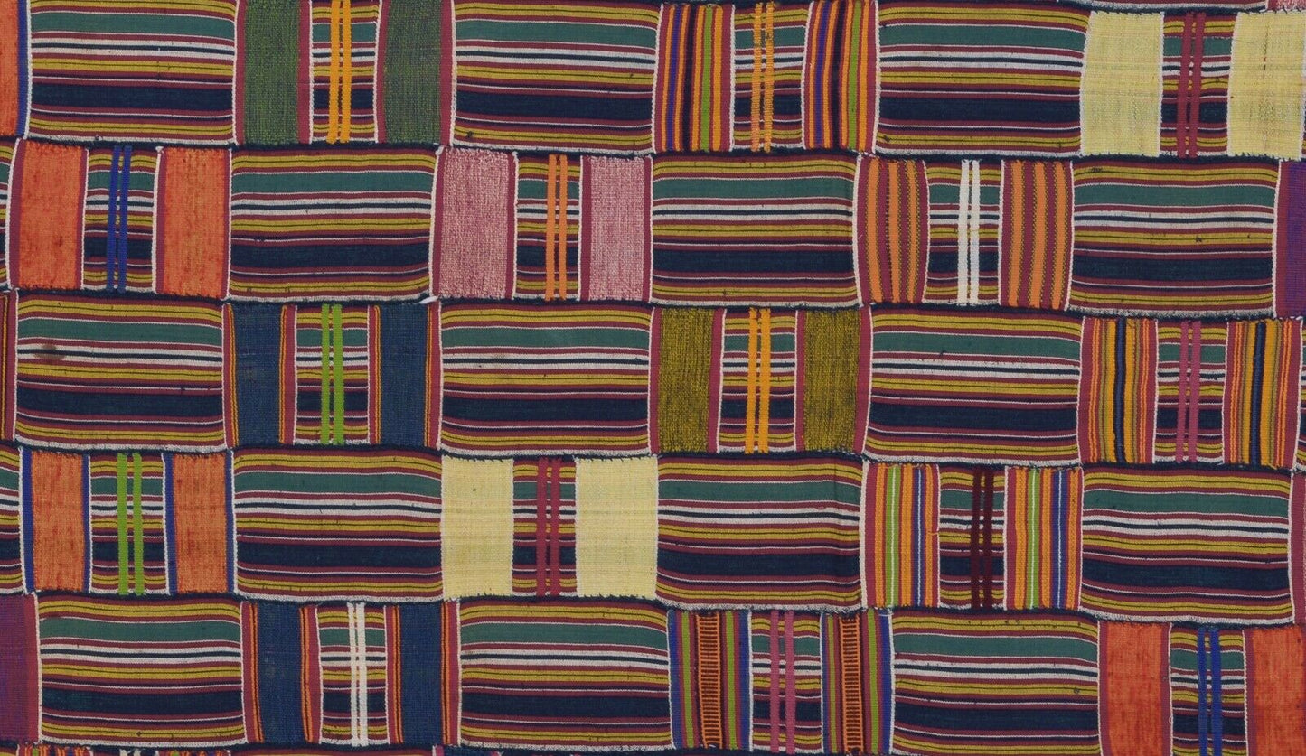 Nice old rare African kente Ewe Ghana hand woven cloth textile home decoration - Tribalgh