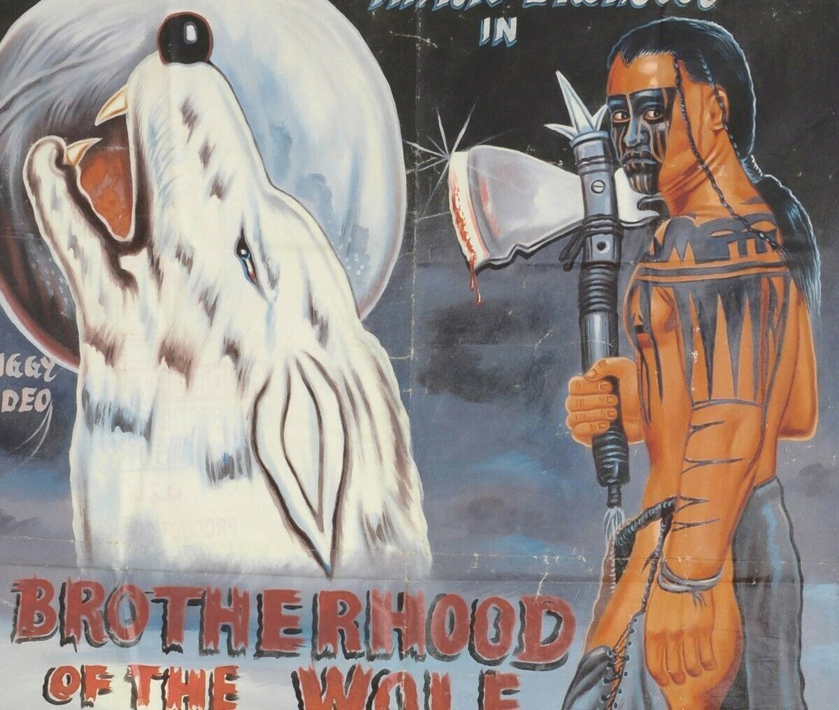 BROTHERHOOD OF THE WOLF GHANA MOVIE POSTER HAND PAINTED FOR THE LOCAL CINEMA DETAILS
