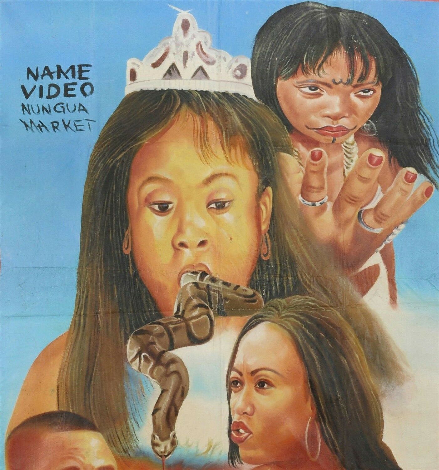 Pintura Película Cine cartel Africano pintado a mano Arte harina saco lienzo Tasheena - Tribalgh
