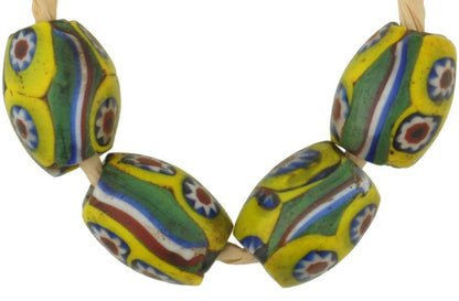 Perle in vetro africane antiche millefiori ovali perle in vetro veneziano Mosaico di Murano - Tribalgh