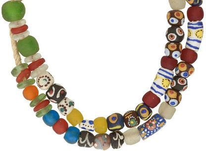 Afrikanischer Handel Krobo Pulverglasperlen Ghana handgemachter Schmuck Halskette ethnisch - Tribalgh