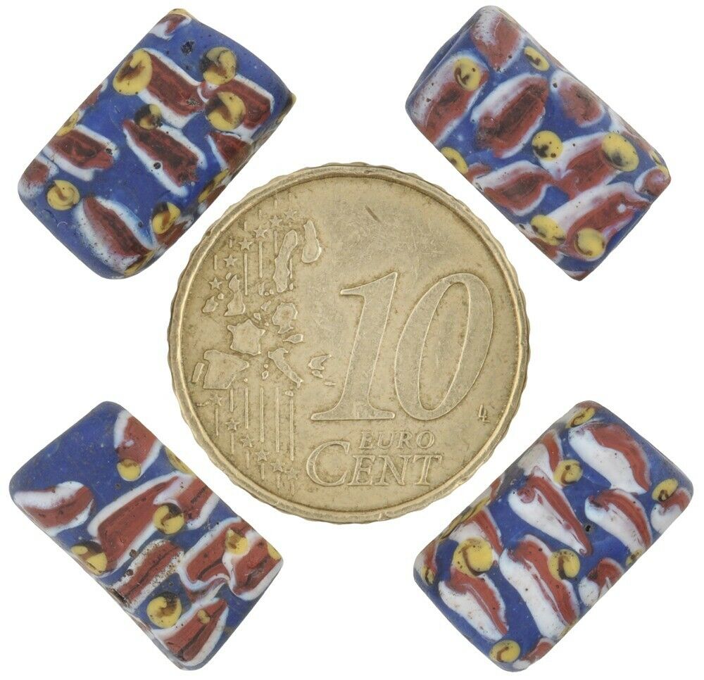 Old African trade beads rectangular Fancy Venetian glass beads Ghana trade rare - Tribalgh