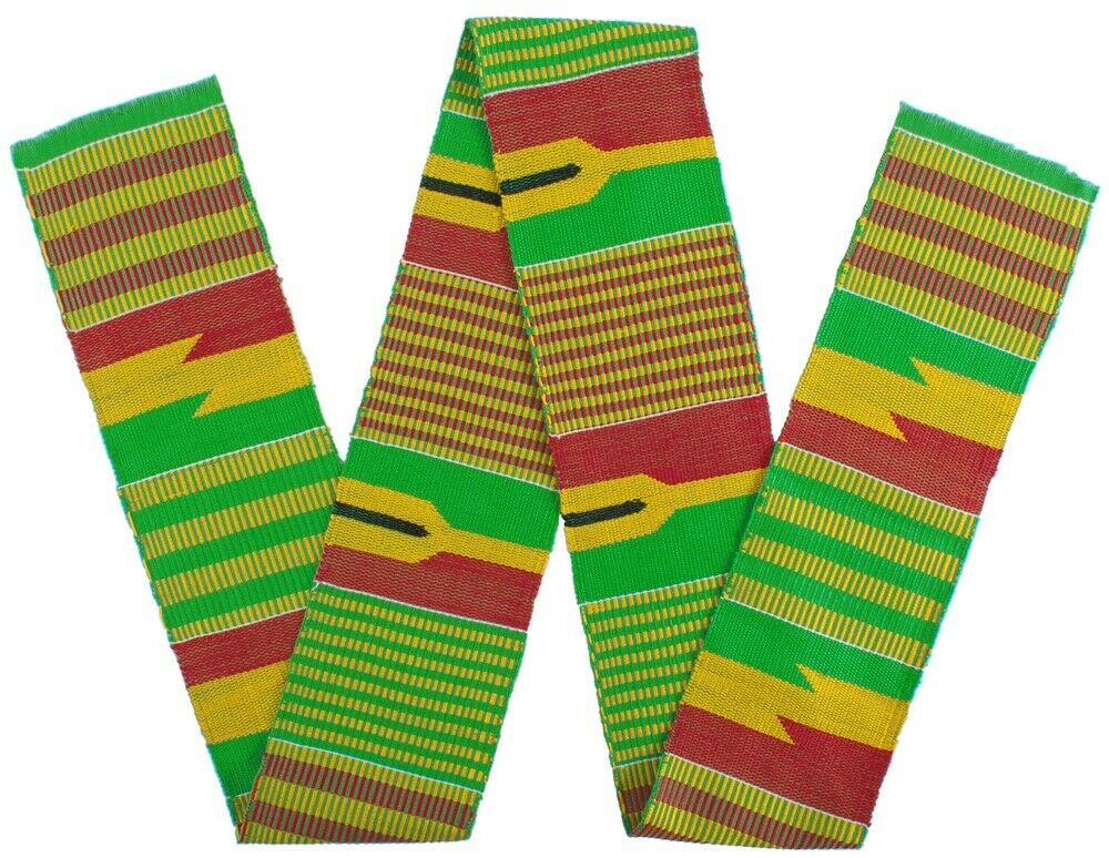 Kente hand woven scarf Ghana African cloth stole Ashanti fabric Sash home decor - Tribalgh