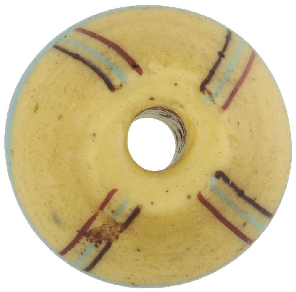 Alte afrikanische Handelsperle gelb König venezianische Glasperle Doppelkegel Lampwork Ghana - Tribalgh