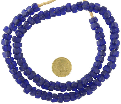 African Trade Beads Krobo Powder Glass Ghana Trade Cobalt Blue Flower Necklace