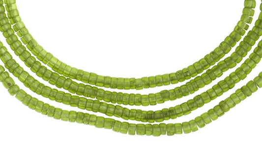 Old Venetian Tiny Translucent Green 2 mm Drawn Seed Bead Strand