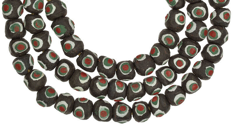 Recycled beads powder glass Krobo African trade handmade tribal ethnic necklace - Tribalgh