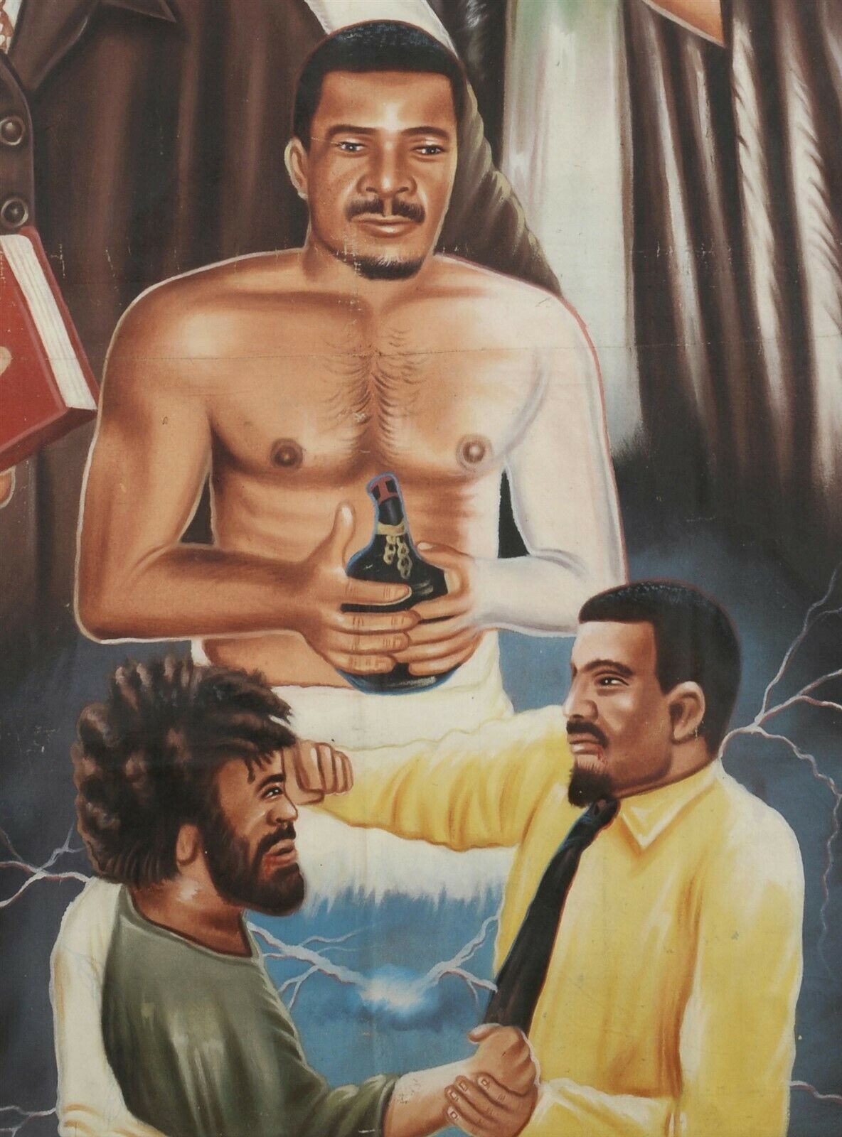 Cartel de cine de película Pintura al óleo africana de Ghana Pintura a mano Juju SIGNOS DE MARAVILLAS - Tribalgh