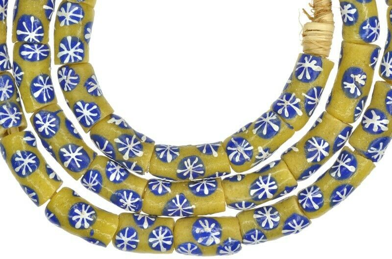 Handmade recycled beads powder glass Krobo ethnic jewelry necklace African trade - Tribalgh