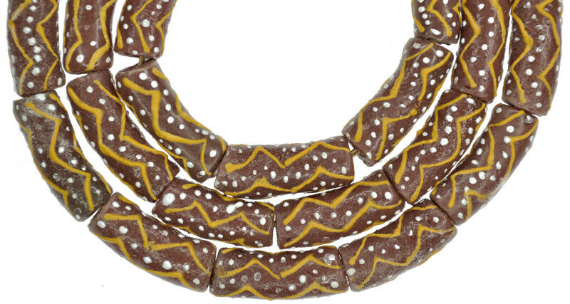 Afrikanische handgemachte Perlen recyceltes Glaspulver Krobo Ghana ethnische Halskette - Tribalgh