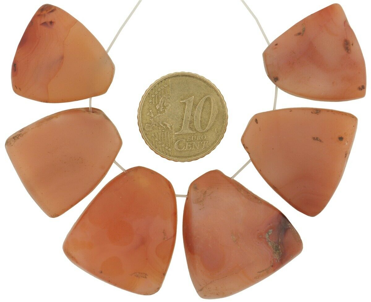 Old African Trade Beads Carnelian Agate Stone Beads Pendants Cambay India Ghana - alternate view