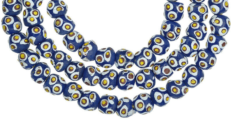 African handmade beads recycled glass powder Krobo tribal ceremonial jewelry - Tribalgh