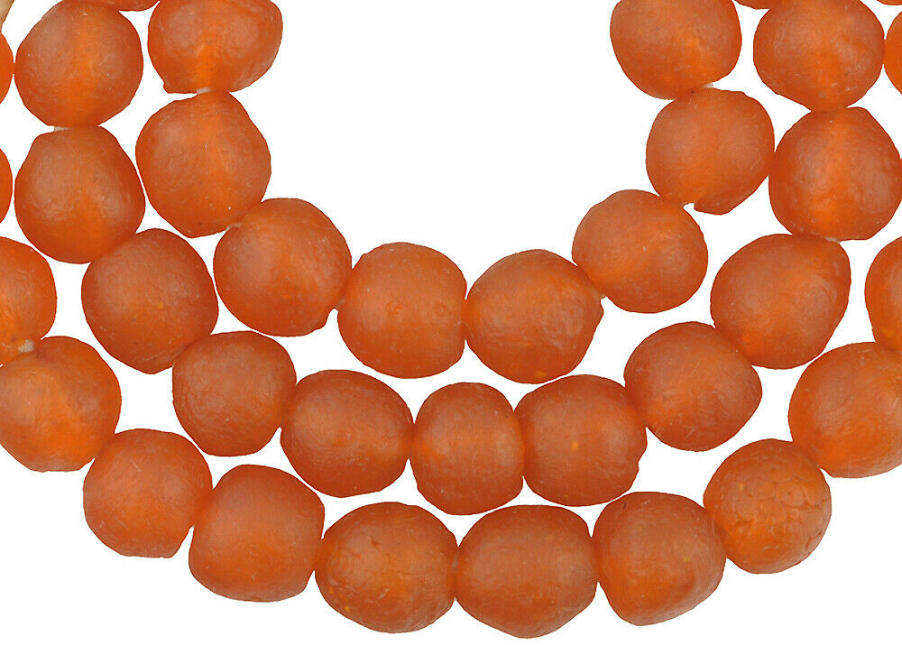 Handgefertigte 11–12 mm Krobo-Glasperlen – durchscheinende afrikanische Handelsperlen – alternative Ansicht