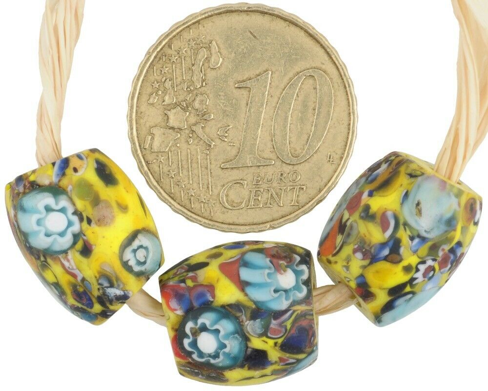 African trade beads oval old millefiori Venetian mosaic glass beads Ghana trade - Tribalgh
