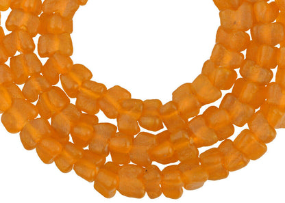 Atemberaubende durchscheinende orange Krobo-Glasperlen – 20-Zoll-Strang – alternative Ansicht