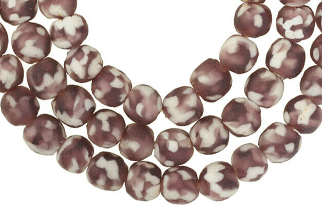 Powder glass beads recycled White Heart Krobo tribal jewelry African trade Ghana - Tribalgh