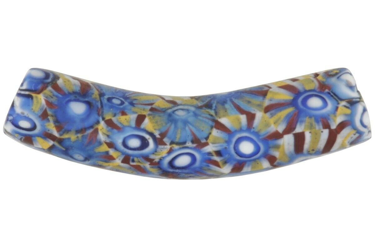 Antique bead elbow Millefiori Venetian glass Murano mosaic African trade rare - Tribalgh