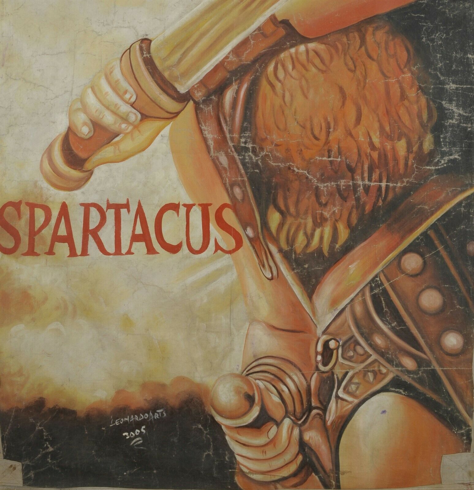 Spartacus Handgemaltes ghanaisches Filmplakat - Sammlerkunst - Nahaufnahme