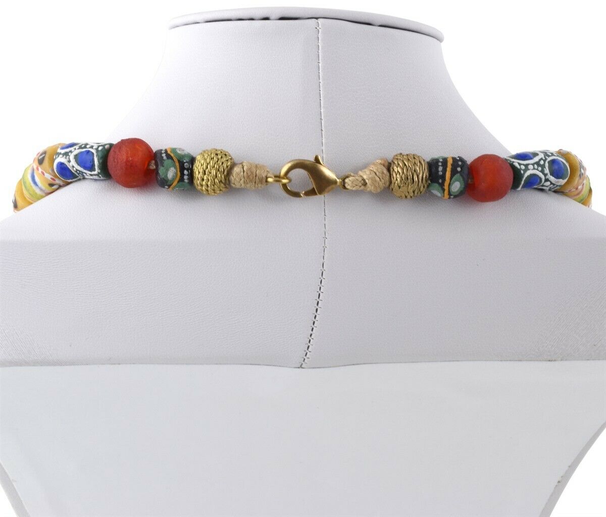 Handgemachte Halskette Messing recycelte Glasperlen Krobo Ghana Ashanti Afrikanischer Handel - Tribalgh