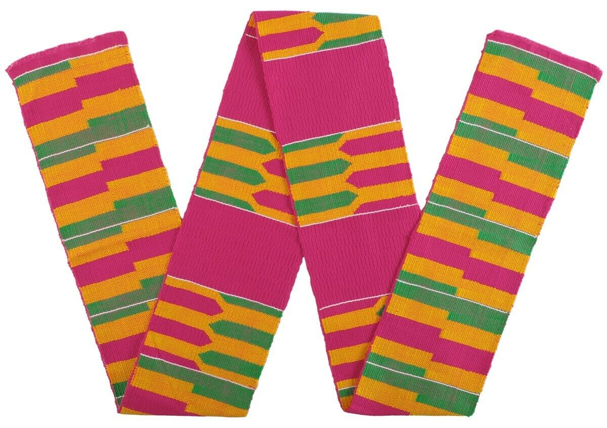 Ashanti Ceremonial Ghana kente cloth African scarf stole handwoven textile Art - Tribalgh