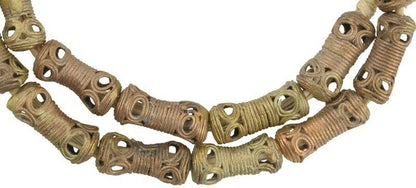 Perline in ottone fatte a mano fusione in bronzo Ashanti Akan collana a cera persa Commercio africano - Tribalgh