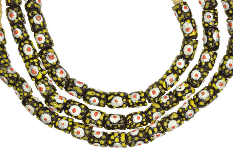 Handmade beads recycled glass powder Krobo African trade tribal jewelry necklace - Tribalgh