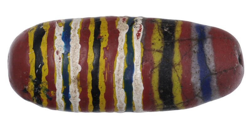 Παλιά μεγάλη πολύχρωμη γυάλινη χάντρα Kiffa χειροποίητη Mauritania African trade bead - Tribalgh