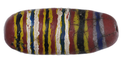 Alte große polychrome Kiffa-Glasperle, handgefertigte mauretanische afrikanische Handelsperle – Tribalgh