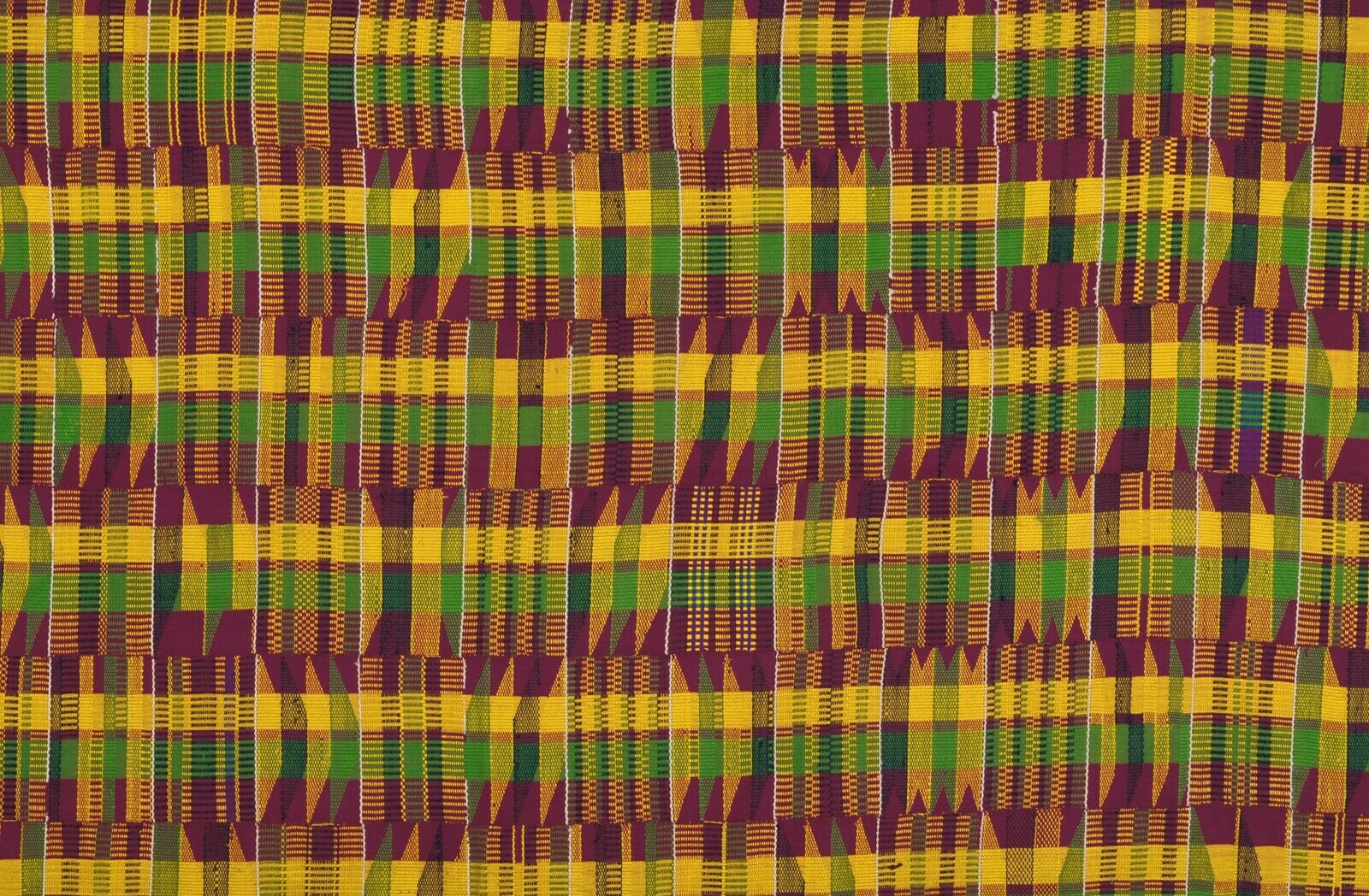 Rare OLD REAL SILK African Ashanti kente hand woven cloth textile Ghana Art - Tribalgh