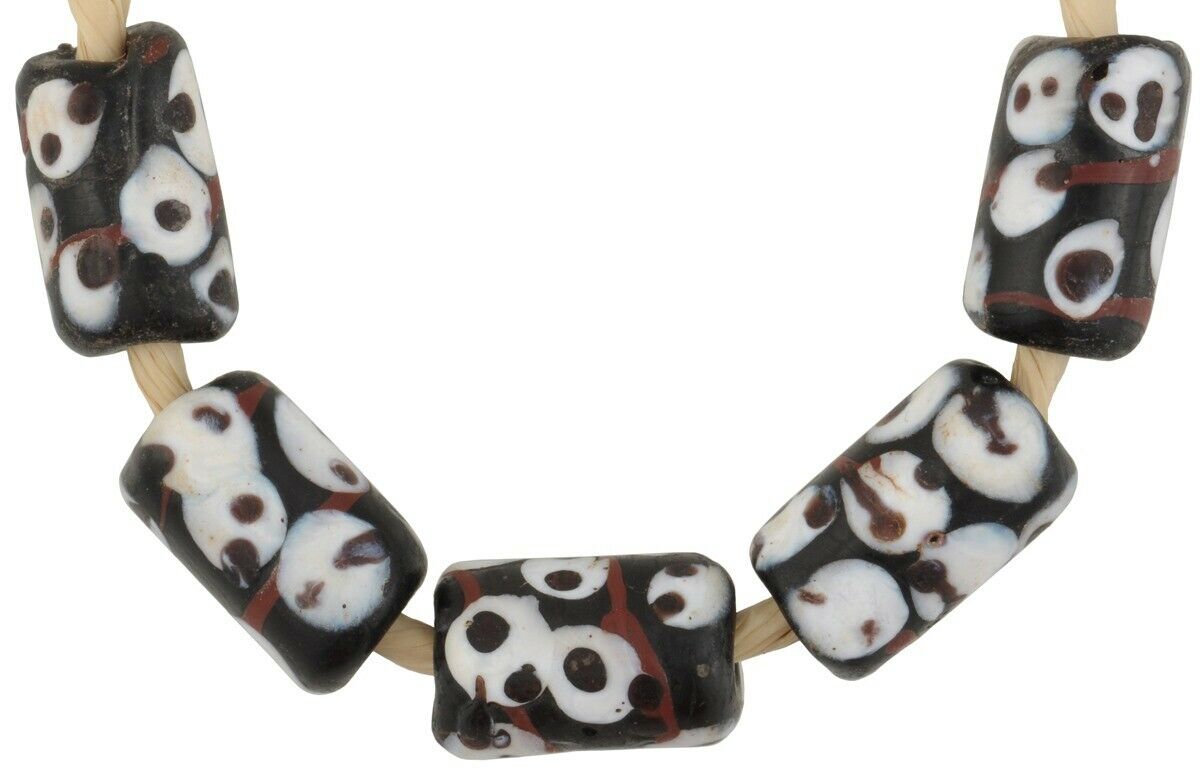 Old Venetian glass beads antique African trade wound lampwork Fancy Baby Ghost - Tribalgh