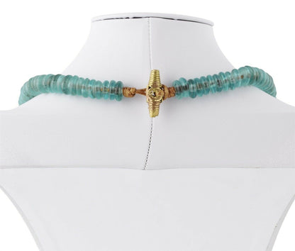 Handgefertigte Halskette aus recycelten Glasperlen Messing Krobo Ashanti Afrikanischer Handelsschmuck - Tribalgh