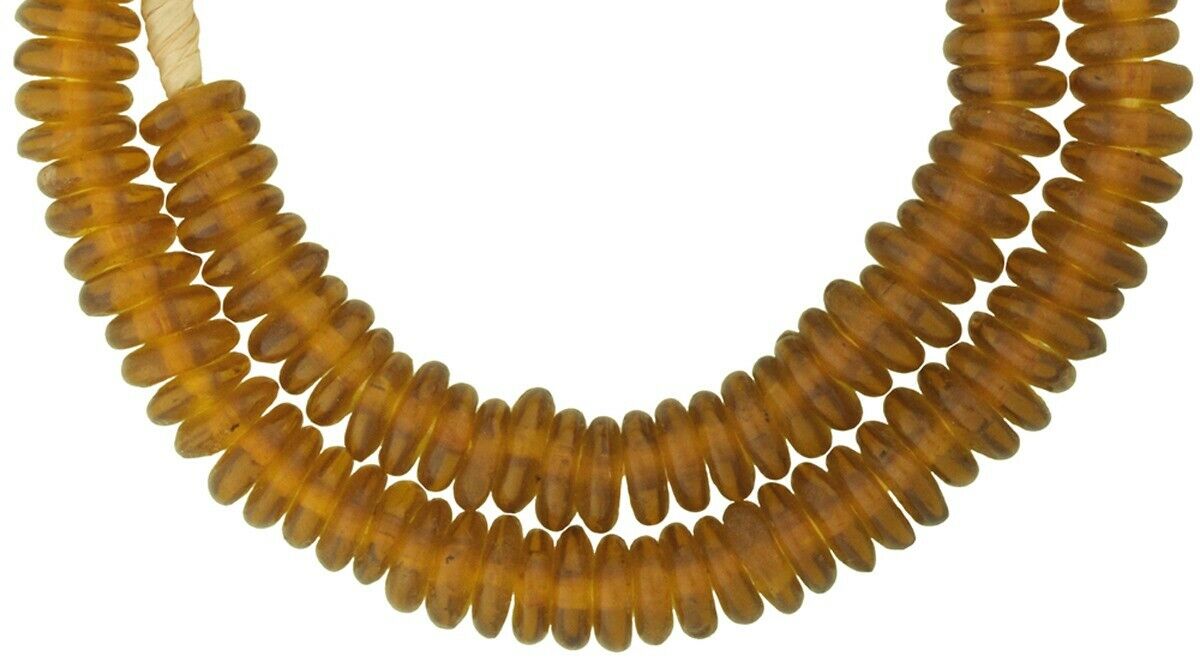 Ghana Krobo beads powder glass recycled handmade translucent disks African trade - Tribalgh