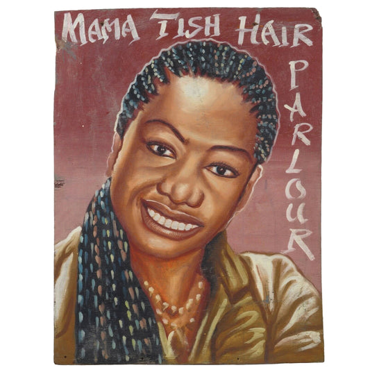 Хорошая старая африканская парикмахерская, парикмахерская, вывеска, Гана, салон, вырезанная в Африке - Tribalgh