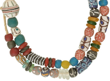 African trade Krobo powder glass beads handmade Ghana Dipo necklace Tribalgh - Tribalgh