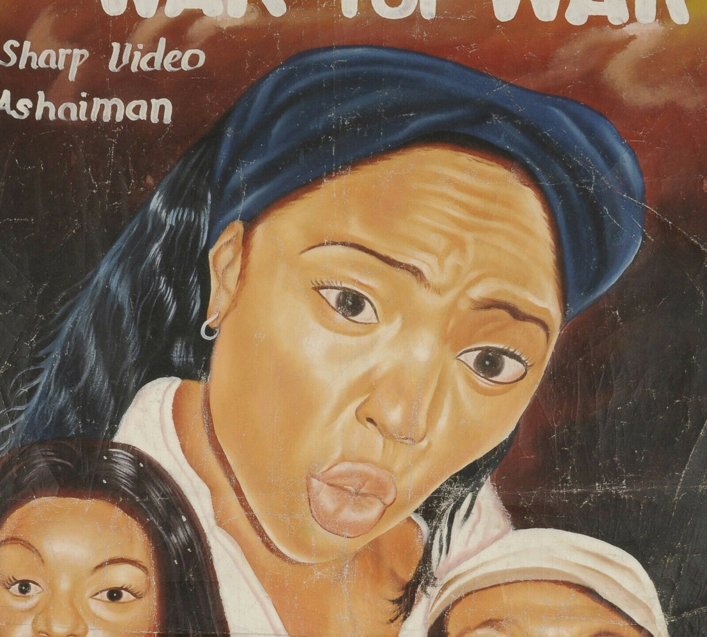 Cinema poster Ghana African movie hand painting flour sack canvas WAR FOR WAR - Tribalgh