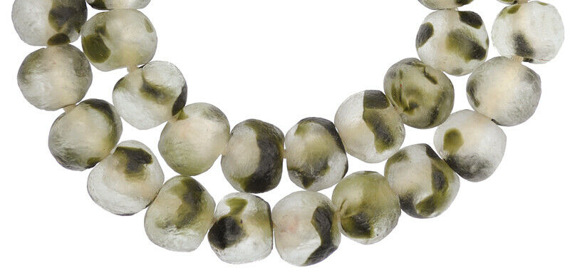 African trade beads recycled powder glass Krobo handmade large translucent - Tribalgh