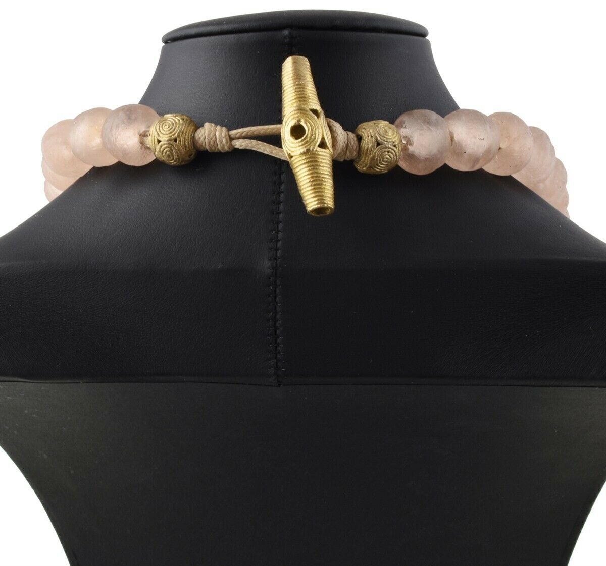 Collana di perle di vetro riciclate fatte a mano in ottone Krobo Ashanti African trade Ghana - Tribalgh