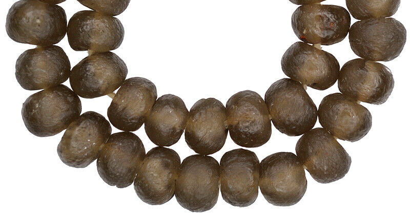 African trade beads Krobo recycled powder glass translucent handmade XL necklace - Tribalgh