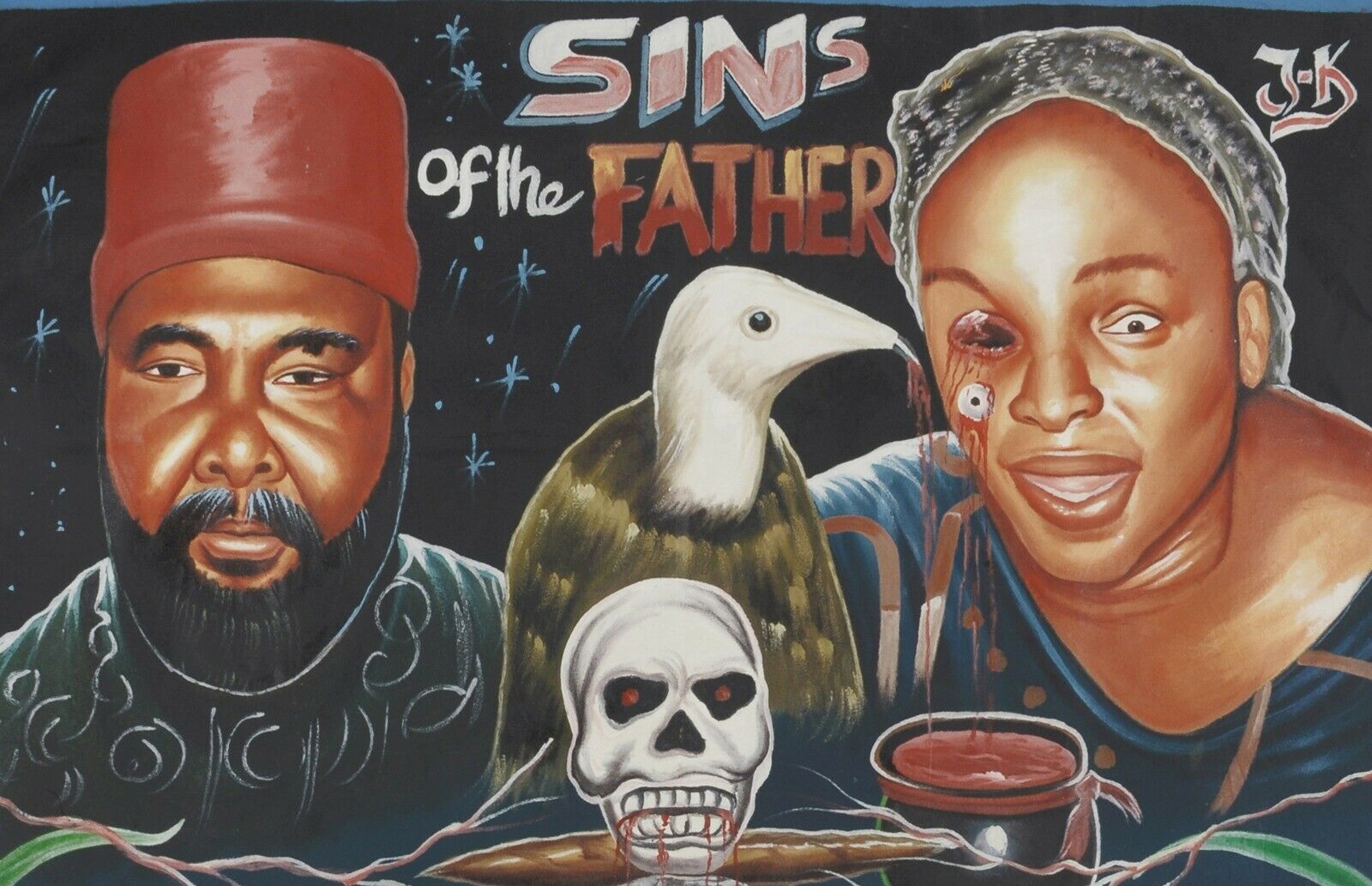 Movie poster African hand painted canvas Ghana SINS OF THE FATHER - Tribalgh