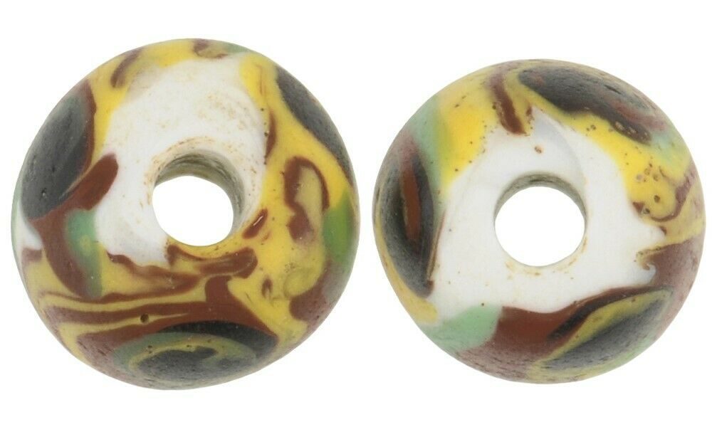 Old African trade beads rare Fancy Venetian glass beads lampwork Ghana trade - Tribalgh
