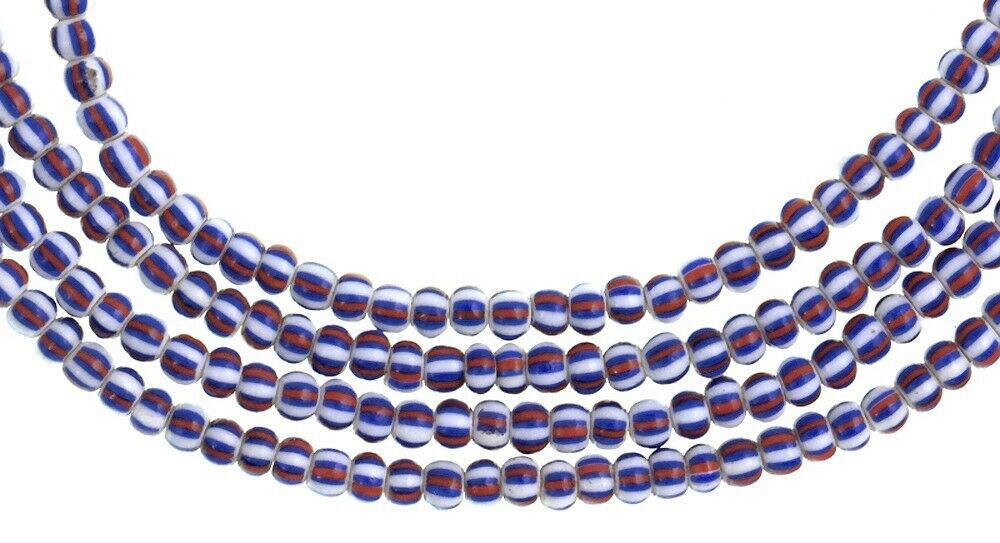 Old Venetian glass trade beads striped tiny seed beads West African trade Ghana - Tribalgh