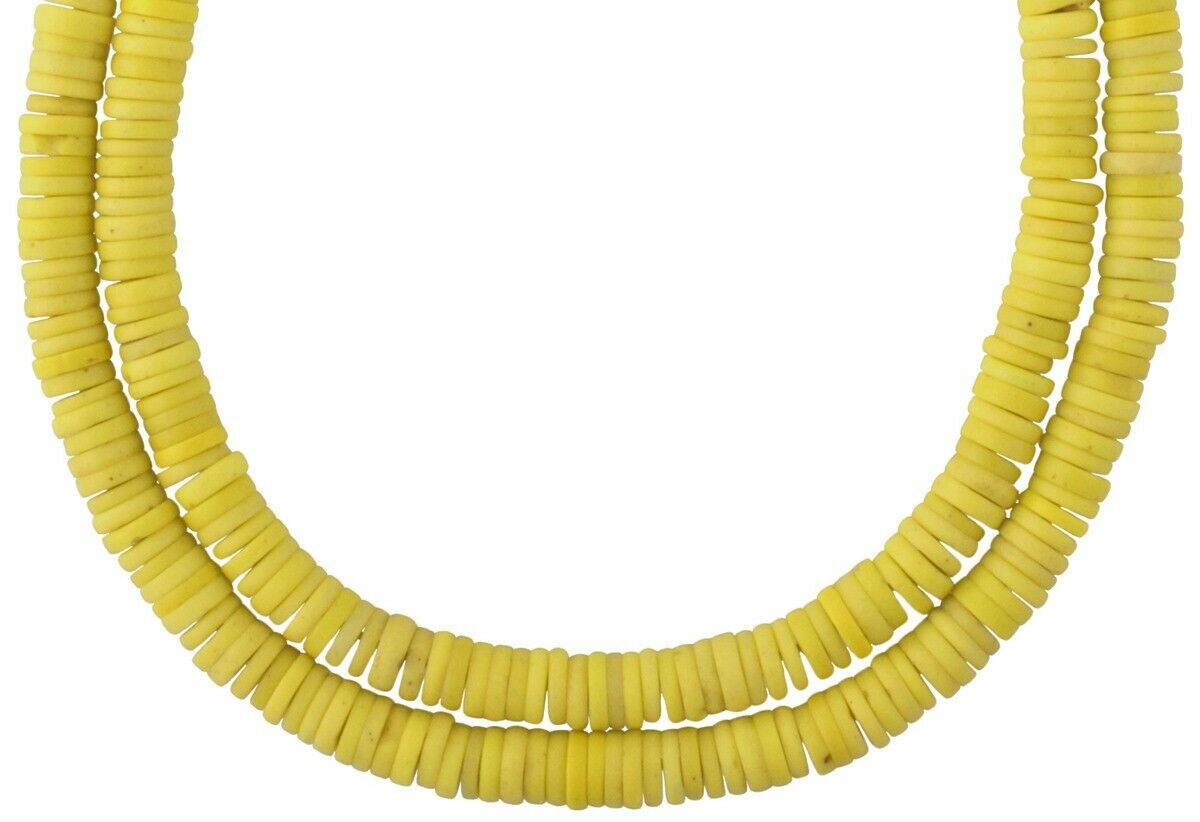 Alte afrikanische Handelsperlen Böhmische böhmische Glasperlen gelbe Scheiben Spacer Halskette - Tribalgh